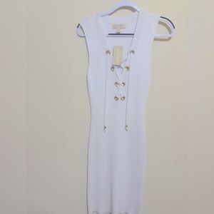 Michael Kors white sleeveless sweater dress, size M, new with tags